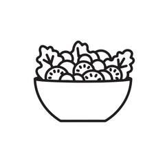vector illustration of a bowl of fresh salad  on wight brackground
