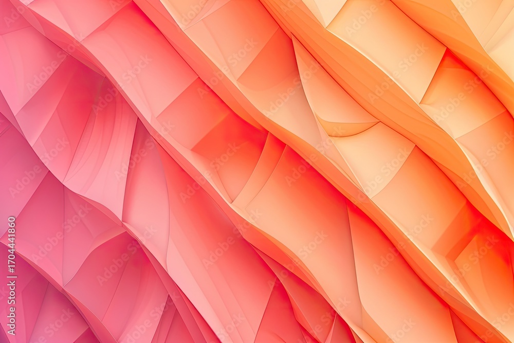 Poster abstract image featuring a diagonally oriented pattern of warm-toned, three-dimensional, geometric s