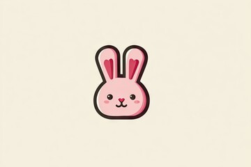 Obraz premium Cute pink rabbit illustration.
