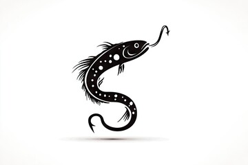 Obraz premium Ornate silhouette of a fish hooked.