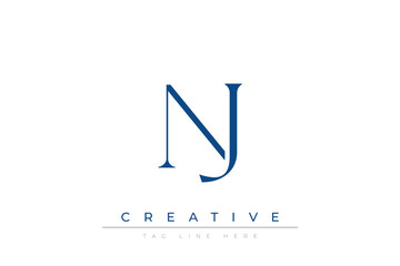 Blue stylized letters NJ combined in a modern design on a clean white background, evoking professionalism and creativity. Ideal for branding, business identity, and corporate representation concepts.