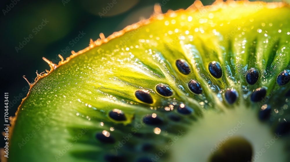 Poster close-up view of a kiwi slice.