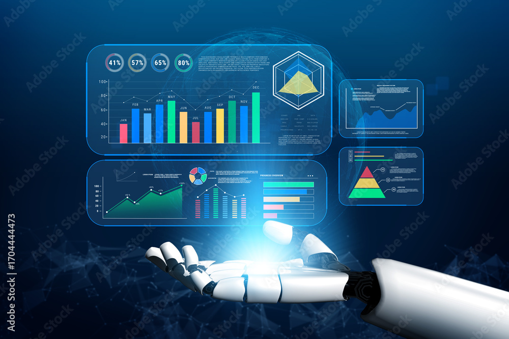 Poster an ai powered business intelligence dashboard for data analysis and performance reporting. ai data v
