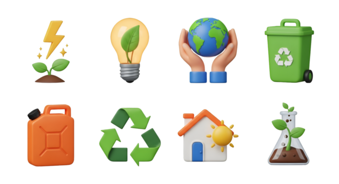 Eco-Friendly Icons: Sustainability and Green Energy Concepts - Powered by Adobe