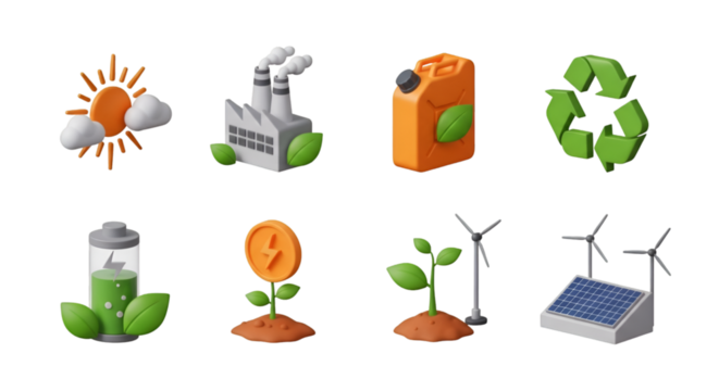 Eco-Friendly Energy and Sustainability Icons