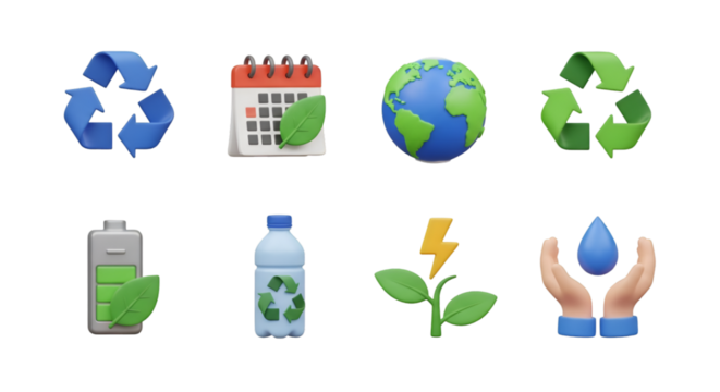 Eco-Friendly Icons: Recycling, Earth, Energy, and Water Conservation