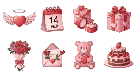 Valentine's Day Icons: Love, Gifts, and Sweet Treats