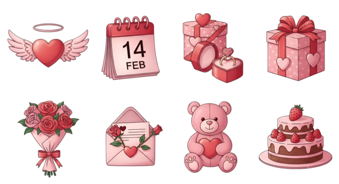 Valentine's Day Icons: Love, Gifts, and Sweet Treats