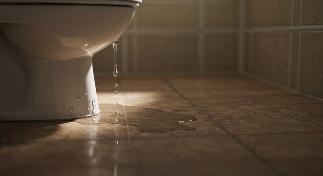toilet bowl leak onto tile