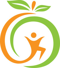 Healthy lifestyle orange fruit and wellness logo, EPS 10 vector