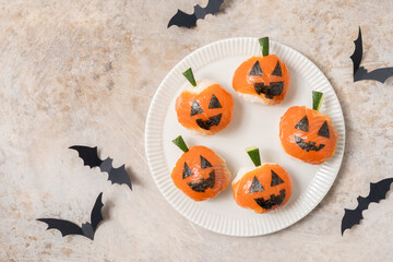 Funny Halloween Sushi Pumpkins Jack o Lantern, Sushi Monsters