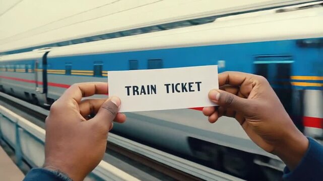 Train ticket to travel by train.