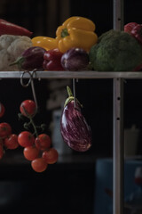 Food market. Farm produce. Grilled vegetables. Street food. Food and drinks. Crispy crust. cooked on fire. Grilled dish. Vegetarian menu. Street restaurant.