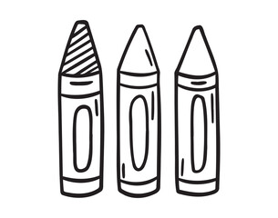 wax crayon tool pencil icon doodle hand drawn. Outline line drawing clipart symbol