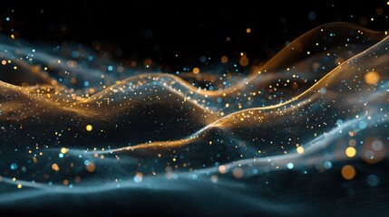 abstract digital wave with glowing particles  generative ai