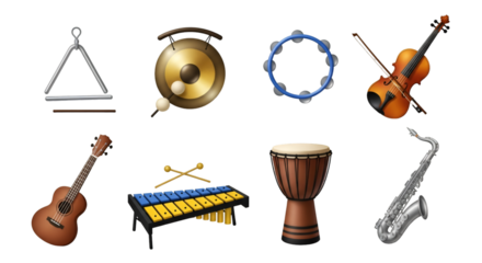 Assortment of Musical Instruments on Black Background