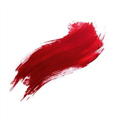 A vibrant crimson smear, possibly paint or lipstick, is dramatically swiped across a stark white background, showcasing texture and fluidity