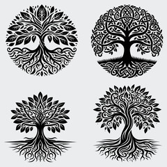 Fototapeta premium Celtic Tree Vector SVG Bundle, Celtic Tree SVG, Family, Nature, Family Tree SVG