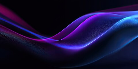 Abstract image of flowing, luminous purple and blue waves against a dark background.  The curves create a sense of movement and energy