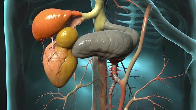 Three-Dimensional Conceptual Rendering of the Human Internal Anatomical Structure of the Pancreas with Gallbladder