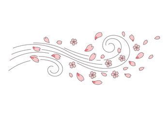 Cherry Blossom Wind A Whimsical Vector Illustration of Drifting Petals