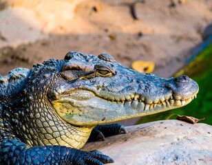 Fototapeta premium Close-up of a crocodile's head and shoulders