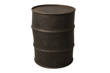 Old rusty metal barrel isolated on transparent background, suitable for industrial or environmental concepts
