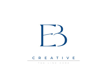 Blue stylized letters EB combined in a modern design on a clean white background, evoking professionalism and creativity. Ideal for branding, business identity, and corporate representation concepts.