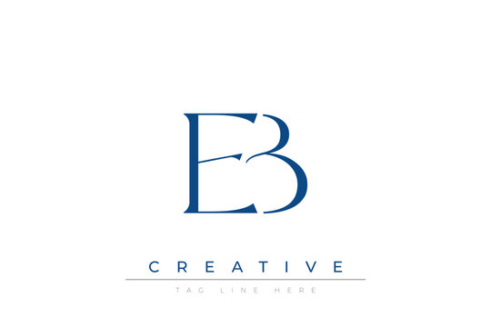Blue stylized letters EB combined in a modern design on a clean white background, evoking professionalism and creativity. Ideal for branding, business identity, and corporate representation concepts.