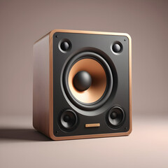 High-End Wooden Subwoofer with Copper Cone and Black Surround