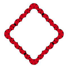 Obraz premium diamond-shaped empty rippled frame - red border filled with black pointy thorn-like shapes