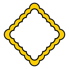 diamond-shaped empty rippled frame - gold-filled border