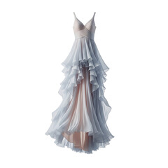 Elegant Layered Chiffon Gown Dusty Blue and Blush Prom Dress, Formal Wear, Fashion