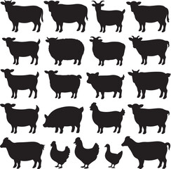 Farm animal silhouettes farm animals livestock