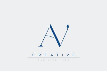 Blue stylized letters AV combined in a modern design on a clean white background, evoking professionalism and creativity. Ideal for branding, business identity, and corporate representation concepts.