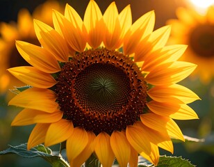Close-up of a vibrant sunflower in sunlight