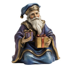 Wise Man nativity figurine with gifts isolated on transparent background