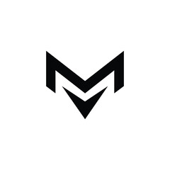 Abstract geometric logo M symbol with a downward pointing arrow