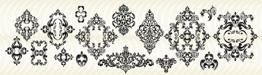 Vintage set of patterns. For wedding invitations, wallpapers, stained glass windows and cards.