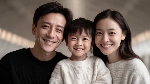 Happy Family Warm Smile Captures Beautiful Moments