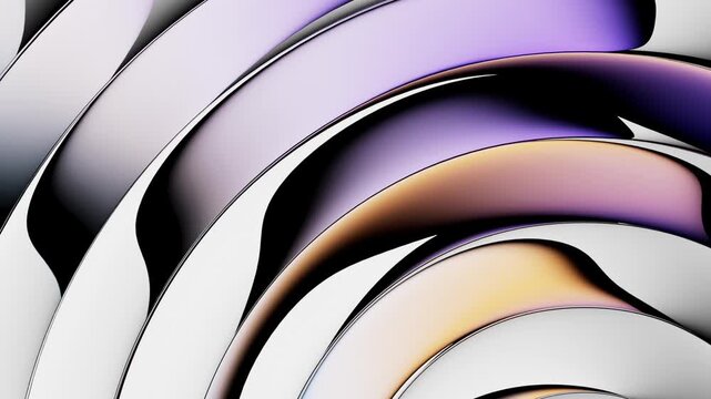 Cyclic 3D animation. Abstract minimalist background featuring colorful liquid bubbles. Gradients slide inside on a glossy ribbed glass surface. Optical illusion with a transformation effect