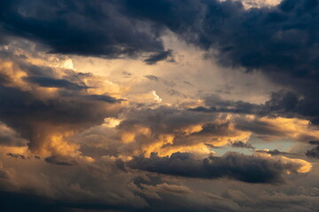 Dramatic evening sky. Sunset time.