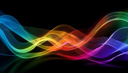 Naklejka premium Ethereal Spectrum Premium Transparent Waves In Vibrant Multi Color Bliss