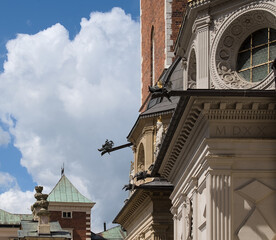 Close-up of the historical architecture of Wawel Cathedral