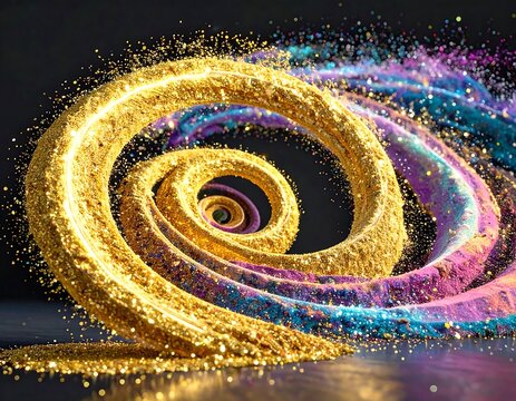 Gold and vibrant spiral rings of light