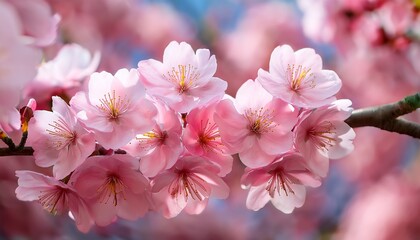 Obraz premium Delicate Pink Cherry Blossoms In Full Bloom Spring Floral Photography