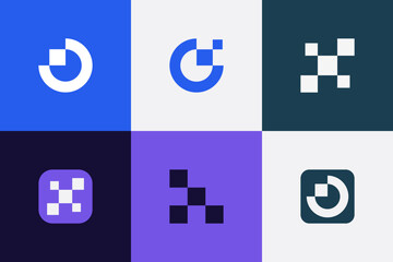 Modern Tech Logo Bundle - Abstract Geometric Technology Brand Identity Vector Set