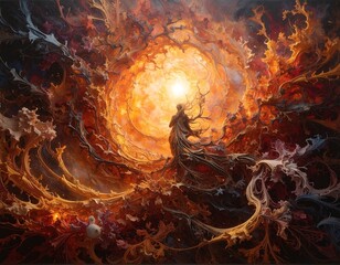 Abstract swirling cosmic scene