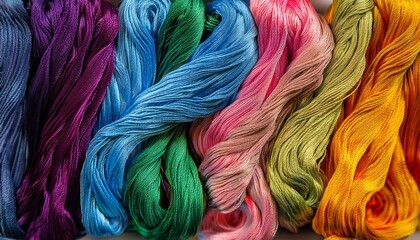 Colorful Embroidery Floss In Fine Lines For Craft Projects