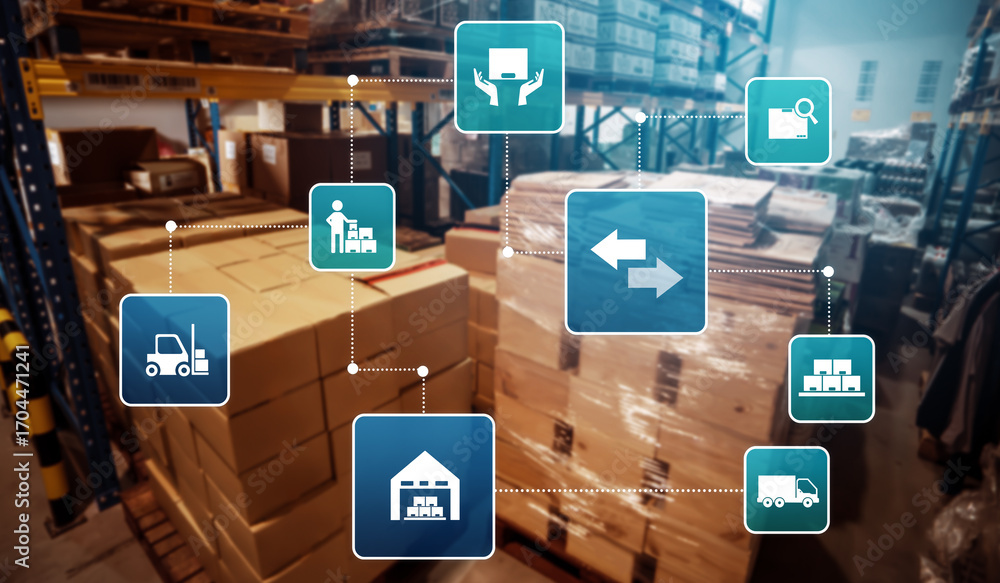 Poster smart warehouse management system with innovative internet of things technology to identify package 